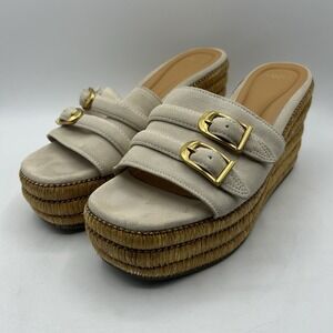 Franco Sarto Women's A-Torino Espadrille Slides Ecru White Platform Size 8.5M